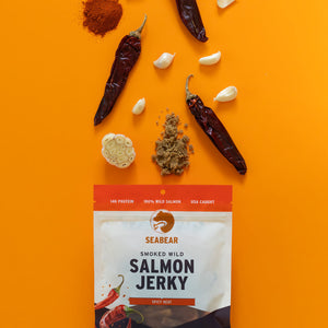 SeaBear Spicy Heat Wild King Salmon Jerky | Made In Washington | Snacks | Food Gifts For Hikers & Campers