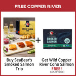 SeaBear's Smoked Salmon Trio and Smoked Salmon Copper River Coho  | Made In Washington | Caught In Alaska's Legendary Copper River | Free With Salmon Trio