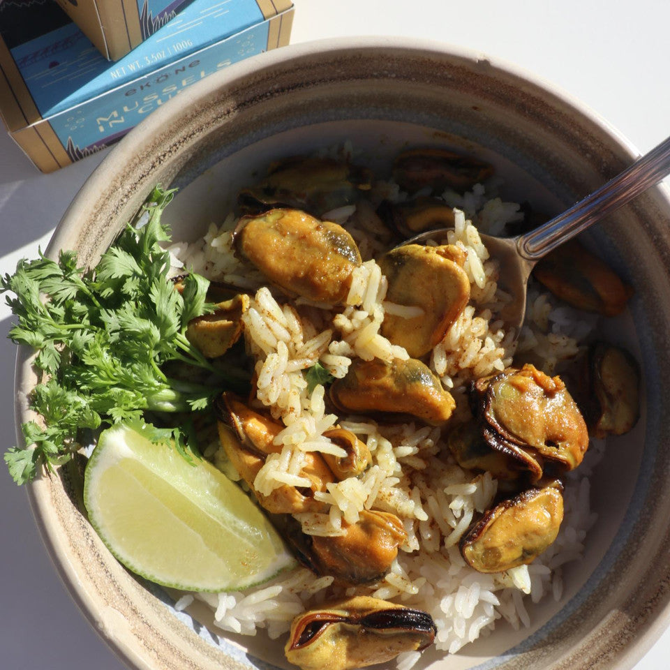 Ekone Oyster Co. Tinned Mussels In Curry | Made In Washington | Canned Seafood From The Pacific Northwest