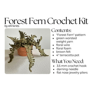 eM knits Crochet Kit Forest Fern | Made In Washington | PNW Gifts | DIY Crafter | Make At Home Fern Kit Pattern