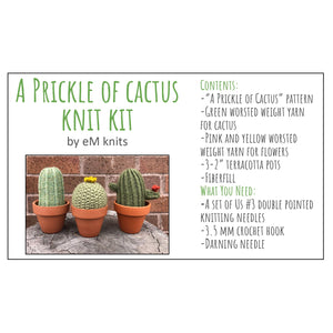 eM knits Knit Kit A Prickle of Cactus | Made In Washington | Do It Yourself Cactus Pattern | Crafter Kits From The  Pacific Northwest