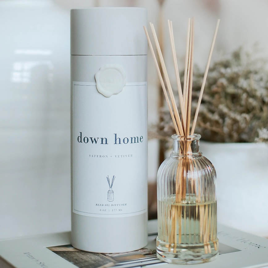 Porter Lane Home Down Home Reed Diffuser | Made In Washington | Air Freshener Gifts | Saffron & Vetiver Scent Diffuser | Gifts From The Pacific Northwest