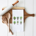 Porter Lane Home Herb Pots Tea Towel | Made In Washington | Kitchen Towels Made The Pacific Northwest