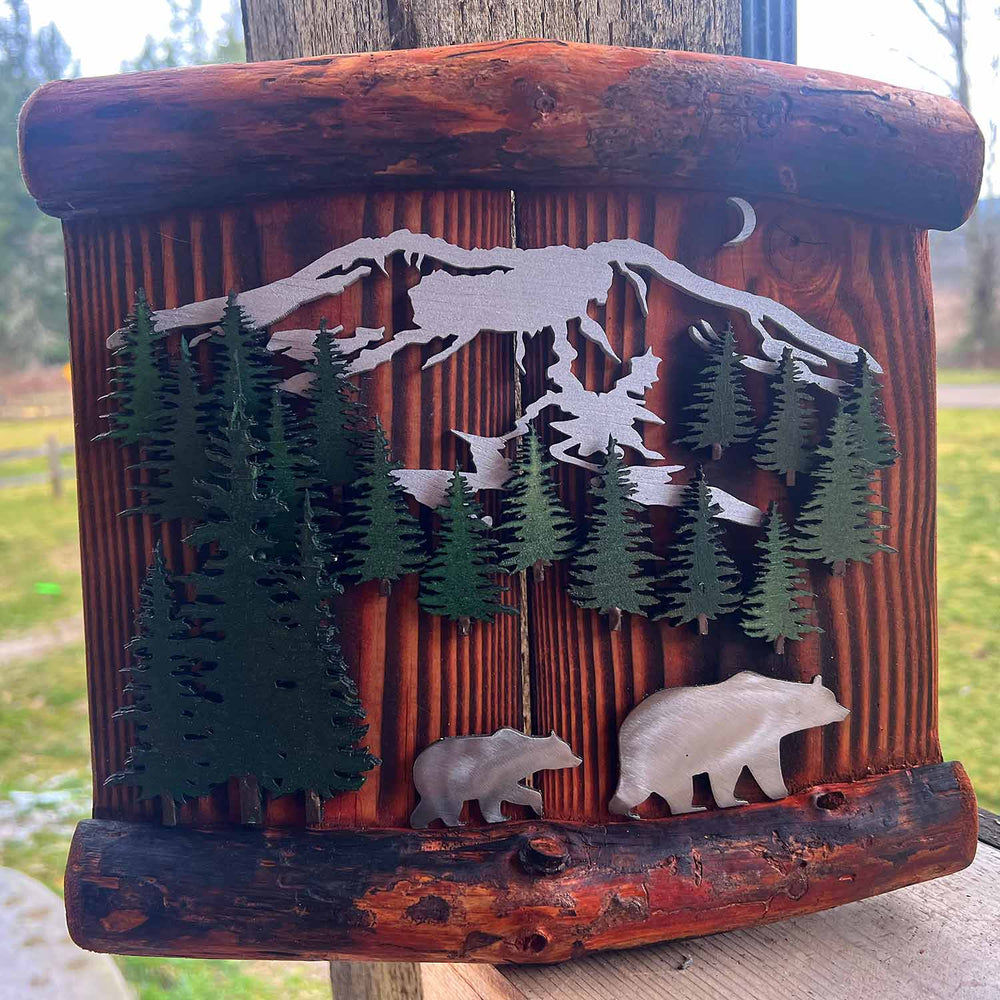 Ole'Cal Customs Mt St Helen’s Bear Scene | Made In Washington |Rugged Cabin Vibe Wall Art from Tulalip