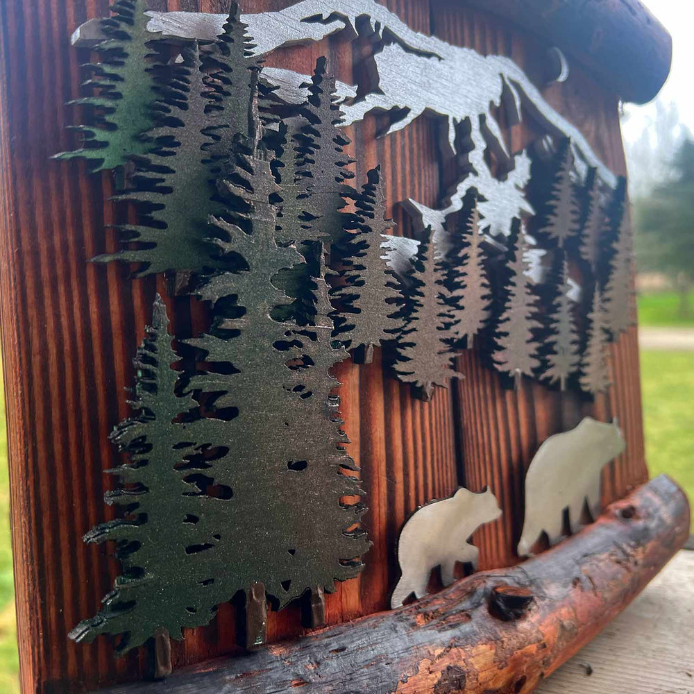 Ole'Cal Customs Mt St Helen’s Bear Scene | Made In Washington | Rustic Feel Cabin Art | Local Gifts from the PNW