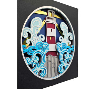 Fred & Garlock Lighthouse Shadow Box | Made In Washington | 3-D Paper Art | Gifts For Sailors