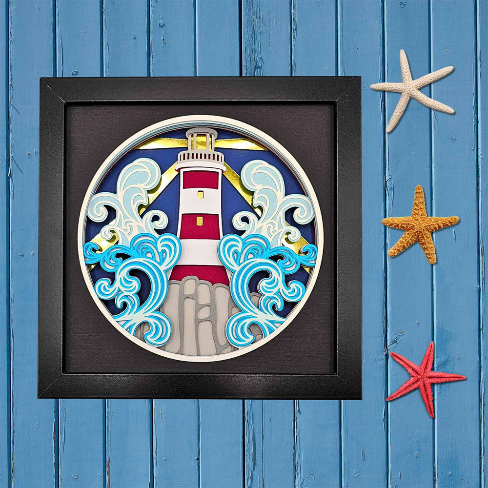 Fred & Garlock Lighthouse Shadow Box | Made In Washington | 3-D Paper Art | Coastal Gifts From The Pacific Northwest