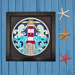 Fred & Garlock Lighthouse Shadow Box | Made In Washington | 3-D Paper Art | Coastal Gifts From The Pacific Northwest