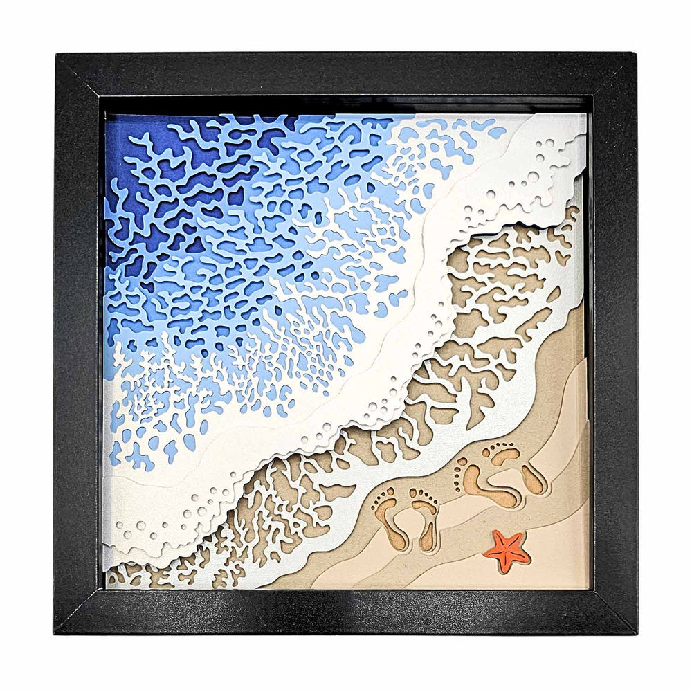 Fred & Garlock Ocean Scene Shadow Box | Made In Washington | Wall Art Home Décor | 3-D Paper Art | Gifts For Friends | Gifts For Family