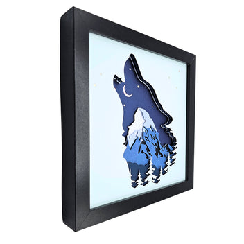 Fred & Garlock Wolf Shadow Box | Made In Washington | Art Home Décor