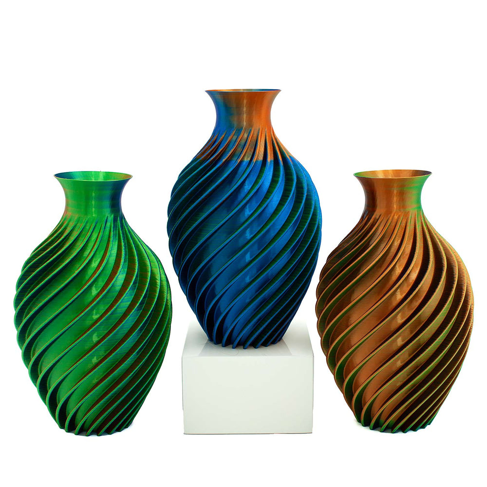 Moné Design Studio Siren Vase | Made In Washington | Green Orange Blue | Locally Made Gifts | Housewarming Gifts | 3-D Printed Flower Vase