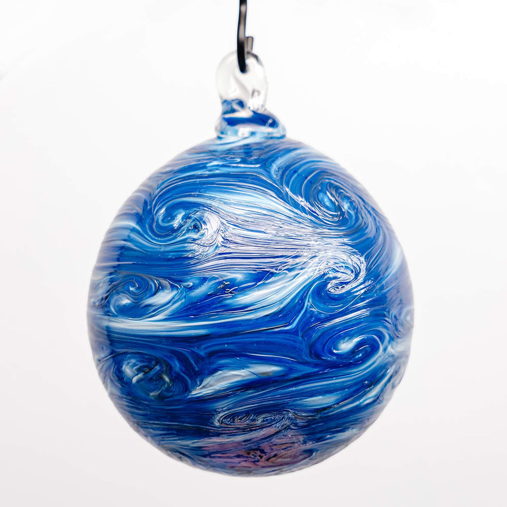 Bellingham Bay Glassworks | Made In Washington | Blue Glass Ornament | Celestial Orb