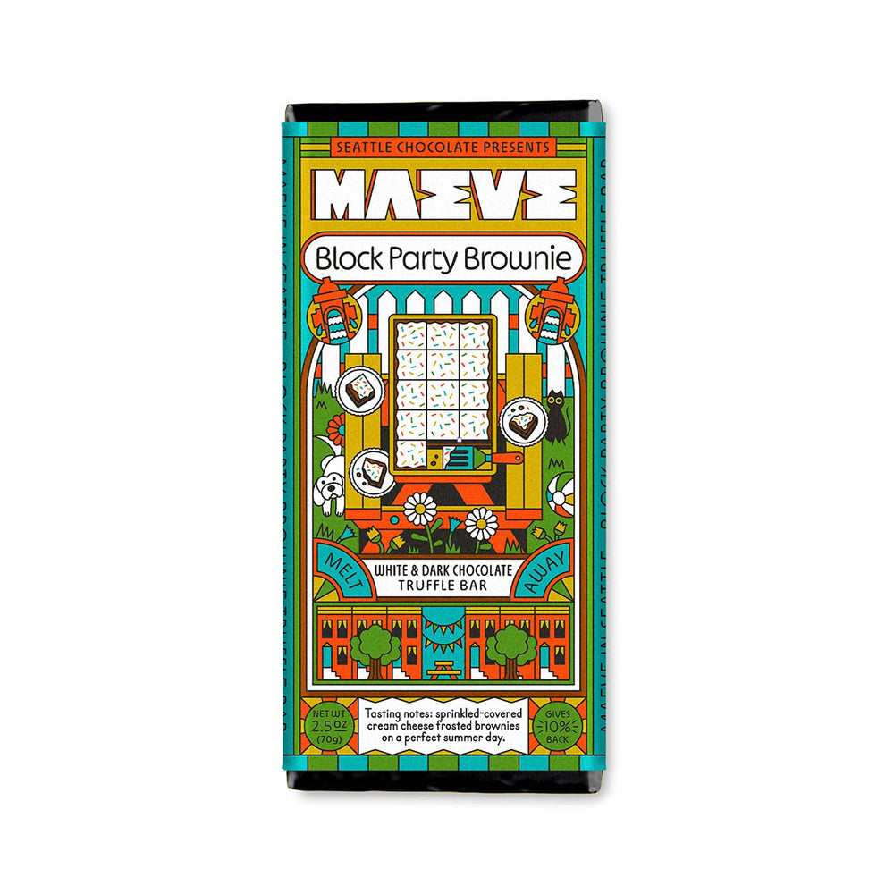 Maeve Chocolate | Made In Washington | Block Party Brownie Truffle Bar | Candy Bar From Seattle Chocolate