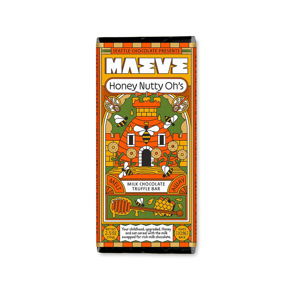 Maeve Premium Chocolate Honey Ohs Truffle Bar | Made In Washington | Gourmet Chocolate Bars | Gifts For Chocolate Lovers | Gifts For Kids