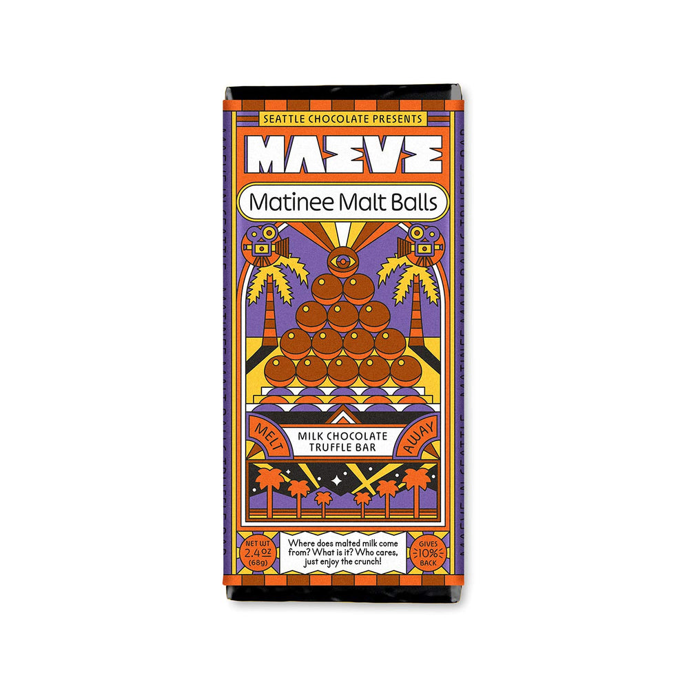 Maeve Premium Chocolate Matinee Malt Balls Truffle Bars | Made In Washington | Seattle Chocolate | Chocolate Bar Gifts From The Pacific Northwest