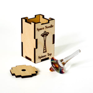 Robert Bank Glass Space Needle Spinny Top | Made In Washington | Spinning Glass Top | Local Seattle Souvenir Gifts