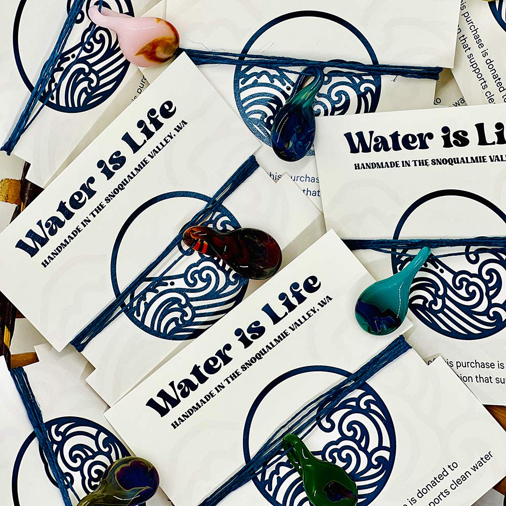 Robert Bank Glass | Water Is Life Necklace | The Droplet Pendant | Made In Washington | Blown Glass Jewelry | Locally Handcrafted Gifts