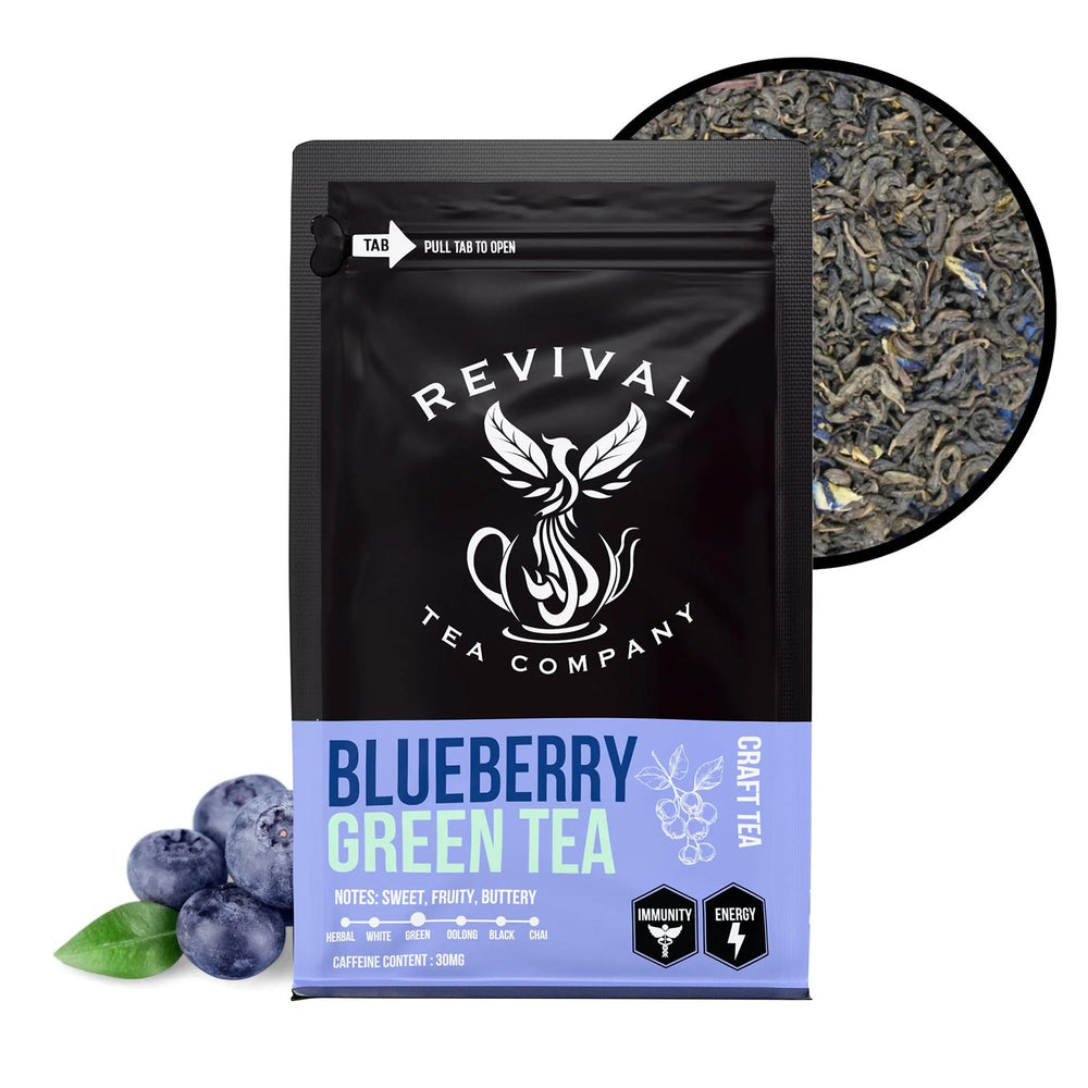 Revival Tea Co. | Made In Washington | Blueberry Green Tea Loose Leaf | Shop  Local Craft Teas | Gifts From Spokane