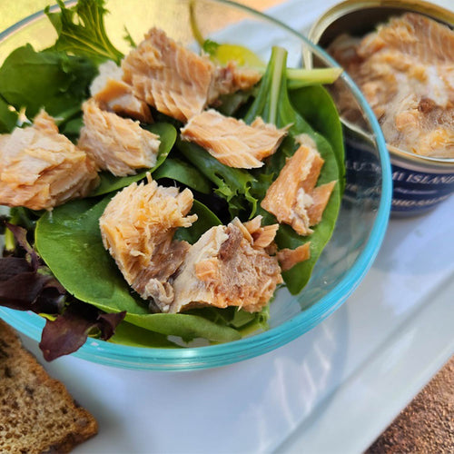 Can of Lummi Island Wild Wild Coho Salmon on a white background | Made In Washington | Tinned Wild Fish From the PNW