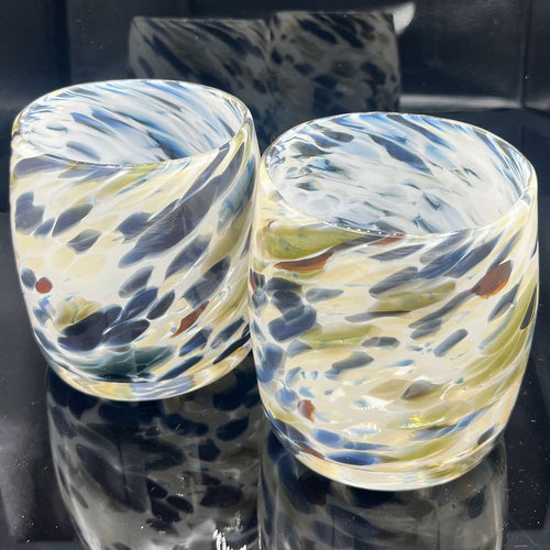 Blown Glass Votive in a subdued shoreline palette | PNW Glass Colin Satterfield Shoreline Glass Votive | Made In Washington | Buy Local