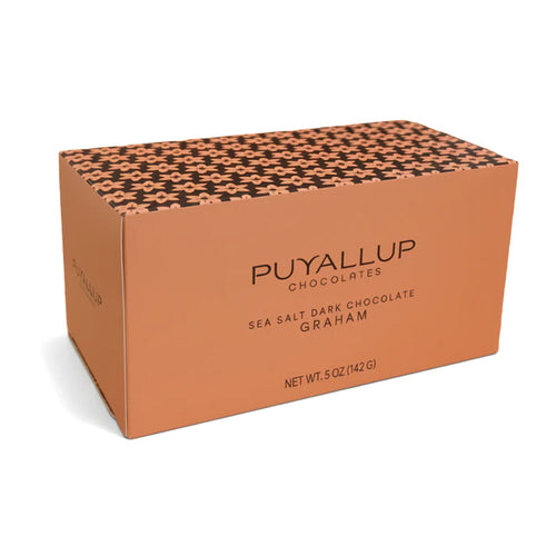 Chocolate-covered graham crackers  with sea salt on a white background | Shop for locally made treats at Made In Washington Gift Stores