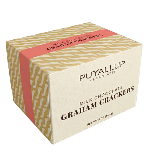 Milk chocolate-covered graham crackers on a white background | Buy local chocolate treats at Made In Washington Gift Stores