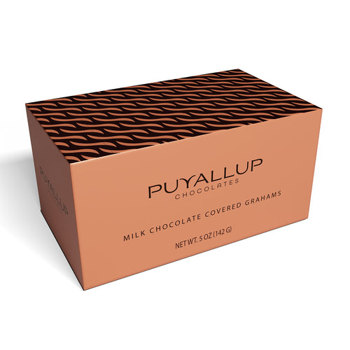 Milk chocolate-covered graham crackers on a white background | Buy local chocolate treats at Made In Washington Gift Stores