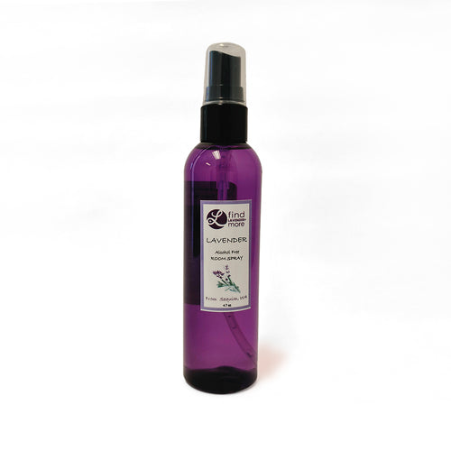 A Find Lavender purple spay bottle with Lavender label on a whit background.