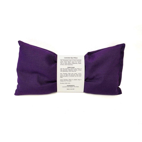A small purple cloth eye pillow with a Find Lavender label on a white background.