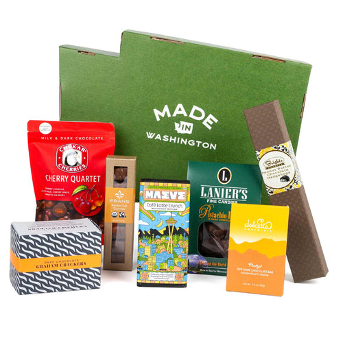 Washington Chocolate Collection gift box filled with handcrafted local chocolates.