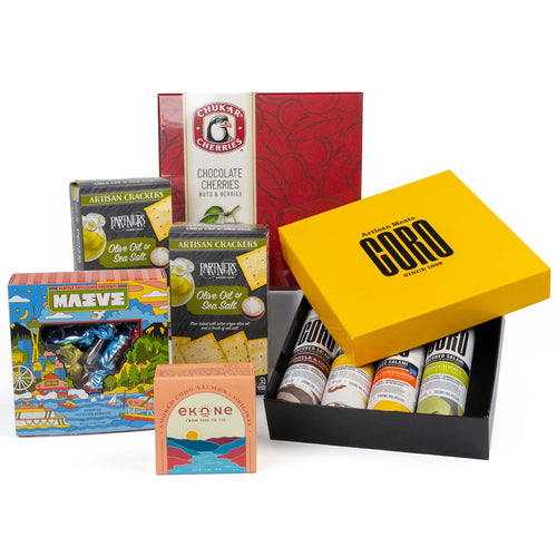 Washington Tower of Treats gift boxes stacked and filled with gourmet local snacks.