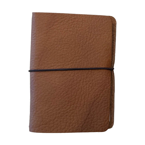 Honey brown leather pocket field journal with elastic closure by 48 Degrees North Leather Co.