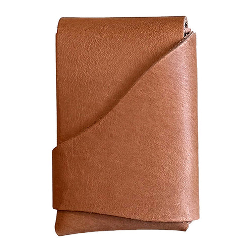 Walnut brown folded leather card wallet with tuck flap closure by 48 Degrees North Leather Co