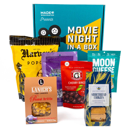 Made In Washington Gift Baskets | Movie Night In A Box | Snack Bar Gift For Movie Lovers | Binge Worthy Snacks