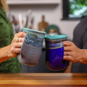 Clay In Motion Hand Warmer Mug - River Stone Left Handed | Made In Washington |  Large Locally Made Mugs