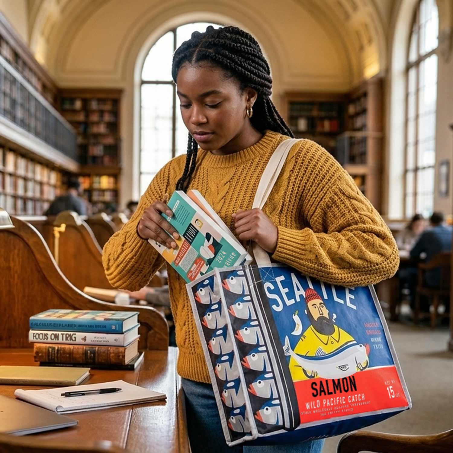 Seattle Salmon Can Wide Tote Bag | Made In Washington
