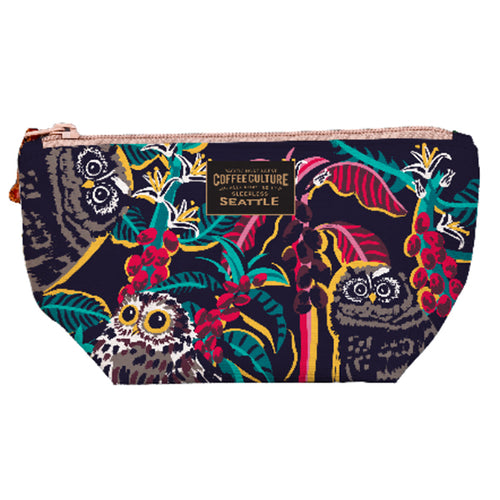 Colorful pouch with owls design on a white background | Chalo Seattle Night Owls Medium Pouch | Made In Washington | Makeup Bag | PNW Gifts