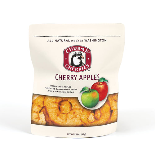 Bag of Chukar Cherries Cherry dried Apples on a white background | Chukar Cherry Apple Crisps | Made In Washington | Dried Fruit Slices | Locally Made Gifts