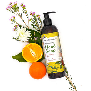 
            
                Load image into Gallery viewer, OrcaSong Farm Sweet Orange Lemon Verbena Hand Soap | Made In Washington Gifts | Gifts From Orcas Island
            
        