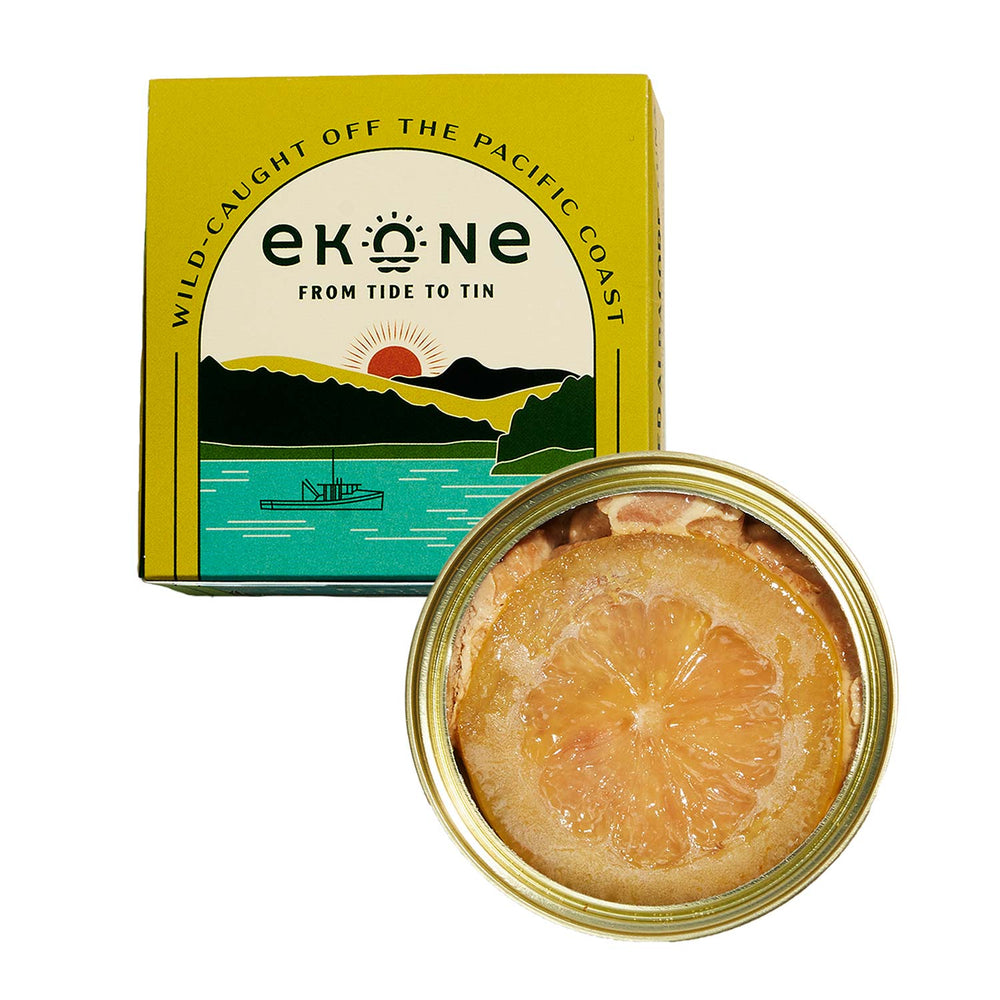 Ekone Oyster Company Smoked Albacore Tuna with Lemon | Canned Seafood Gifts Ideas