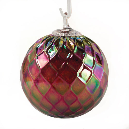 Red Garnet textured glass ornament on a white background | Hand Blown Glass Garnet Birthstone Ornament | Made In Washington | January Birthday