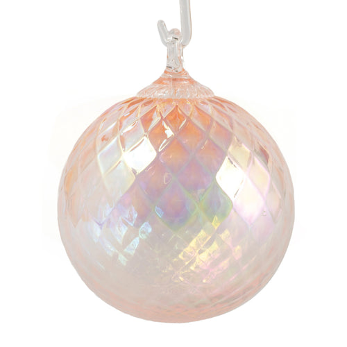 Iridescent opal glass ornament with textured surface on a white background | Hand Blown Glass Opal Birthstone Ornament | Made In Washington | October Birthdays