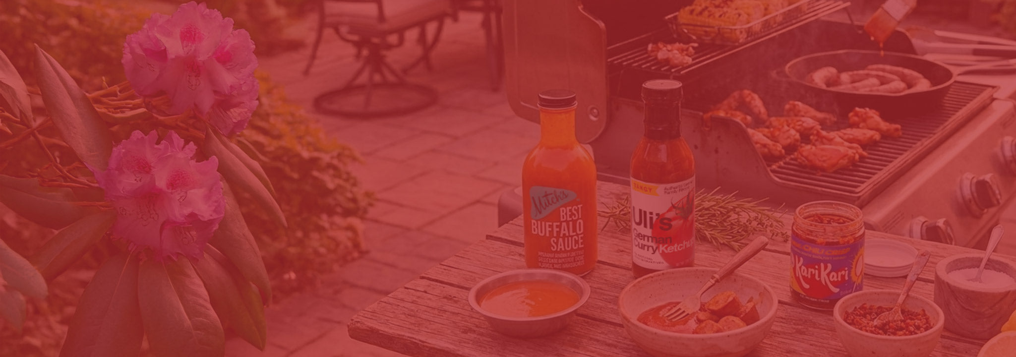 Memorial day Free Shipping Weekend - Outdoor setting with food and drinks on a table, including bottles and bowls. 