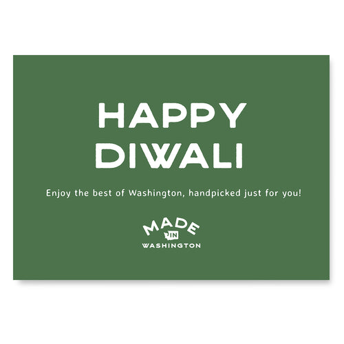 Green Gift Message Card with White Letting - Happy Diwali |Create Your Own Diwali Gift Box | Made In Washington | Custom Gift Boxes With Locally Made Gifts | Celebrate Diwali 