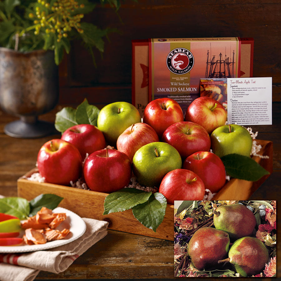 
            
                Load image into Gallery viewer, Made In Washington Gift Baskets | Stemilt Pears, Apples &amp;amp; SeaBear Salmon
            
        
