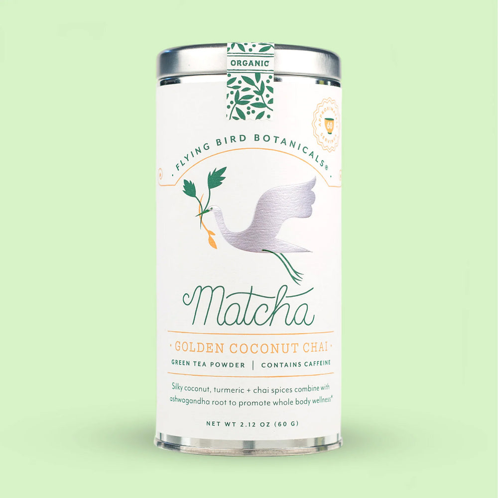 
            
                Load image into Gallery viewer, Flying Bird Botanicals Golden Coconut Chai Matcha Green Tea Powder | Made In Washington | Locally Made In  Bellingham
            
        