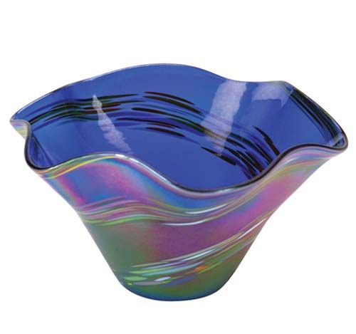 Glass Eye Blown Glass Art Bowl Blue Rainbow Twist | Made In Washington