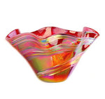 Glass Eye Blown Glass Art Bowl Red Rainbow Twist | Made In Washington