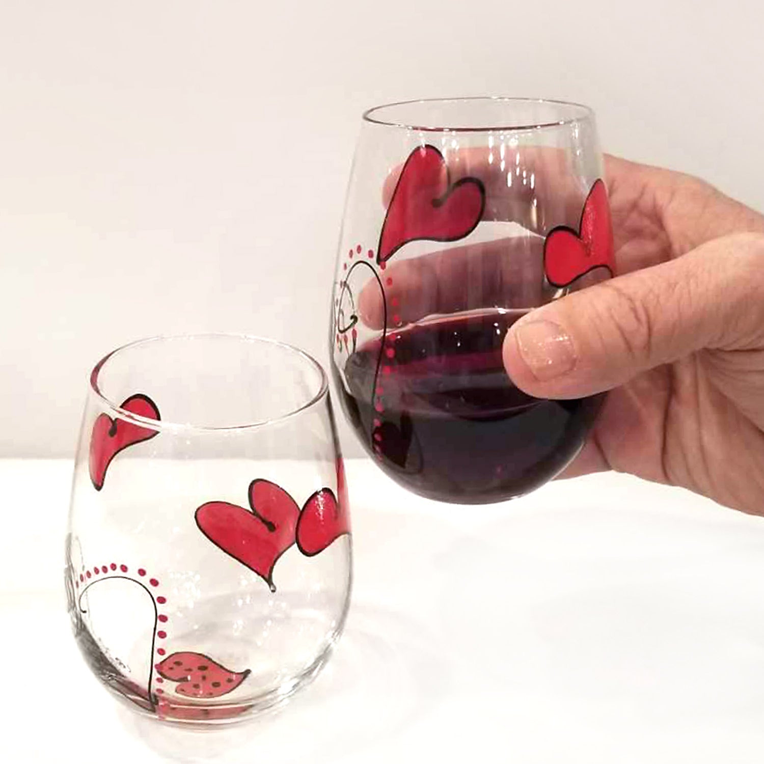 Stemless Wine Glass • Red — Fred's Glass