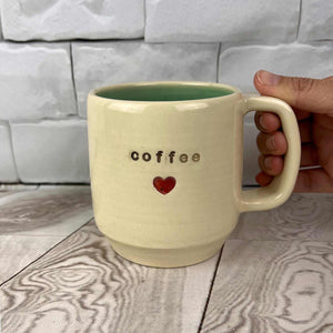 Fern Street Pottery Coffee Heart Mug | Made In Washington | Local Mugs | Hand Thrown Pottery Mugs | Locally Made Clay Coffee Mugs